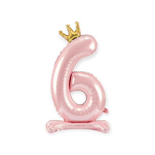 Picture of STANDING FOIL BALLOON NUMBER 6 LIGHT PINK 84CM